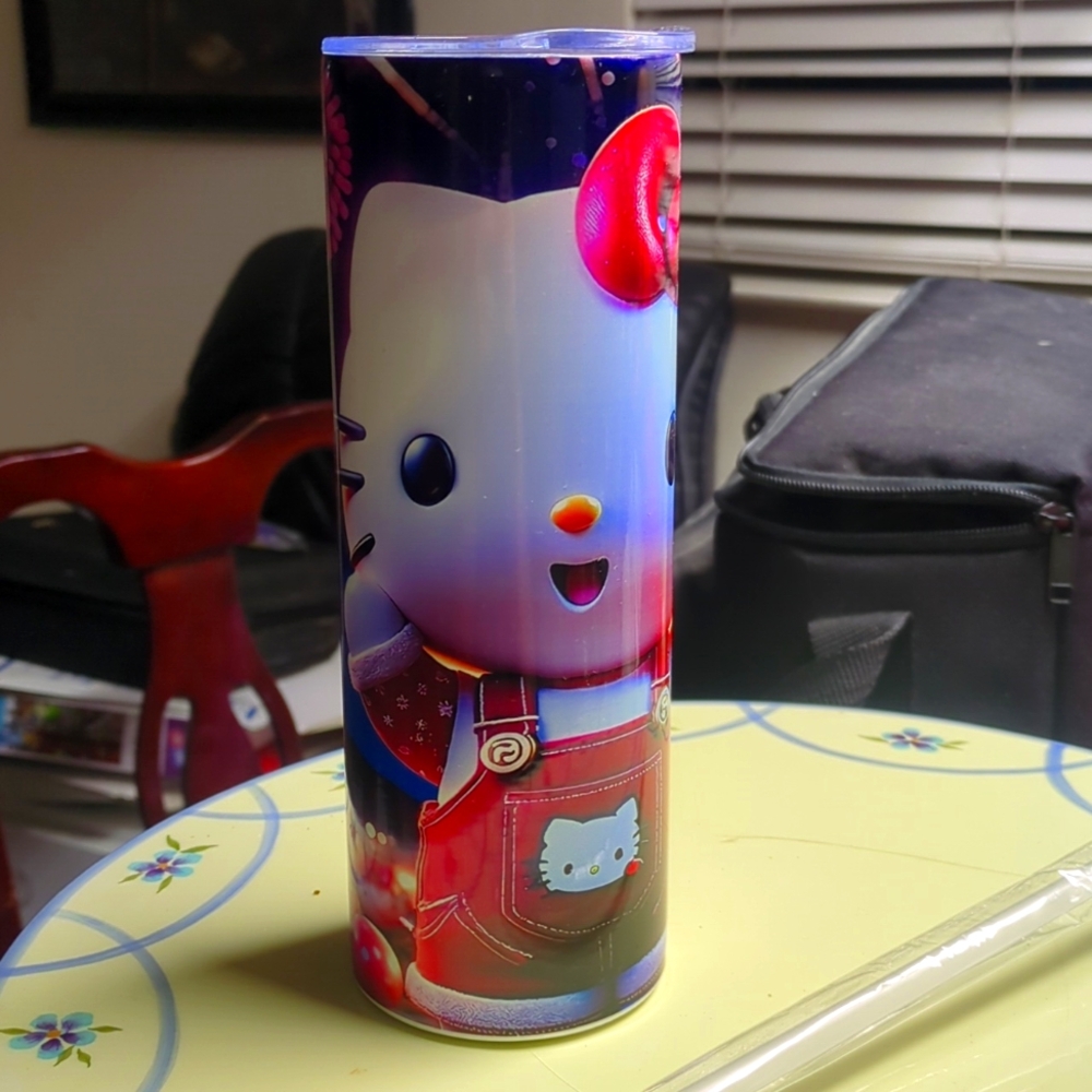 Hello Kitty Cup with lid and straw